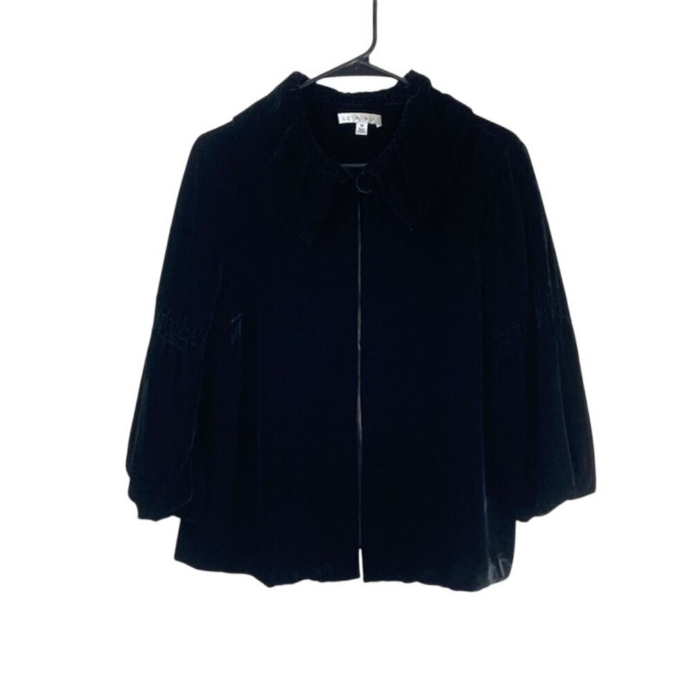 CAbi women's black velvet silk blend jacket for evening out.